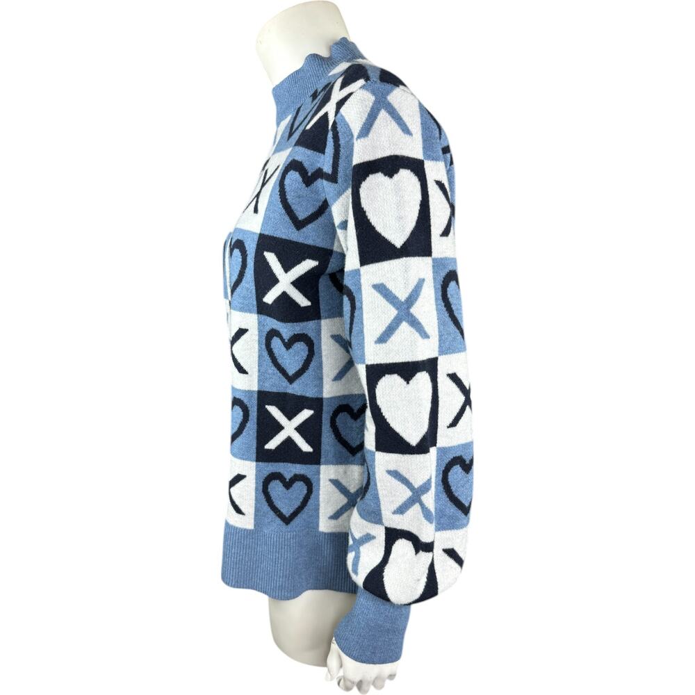Studio Park X Courtney Khondabi Heart Sweater Blue Small Valentine Winter - Picture 2 of 12
